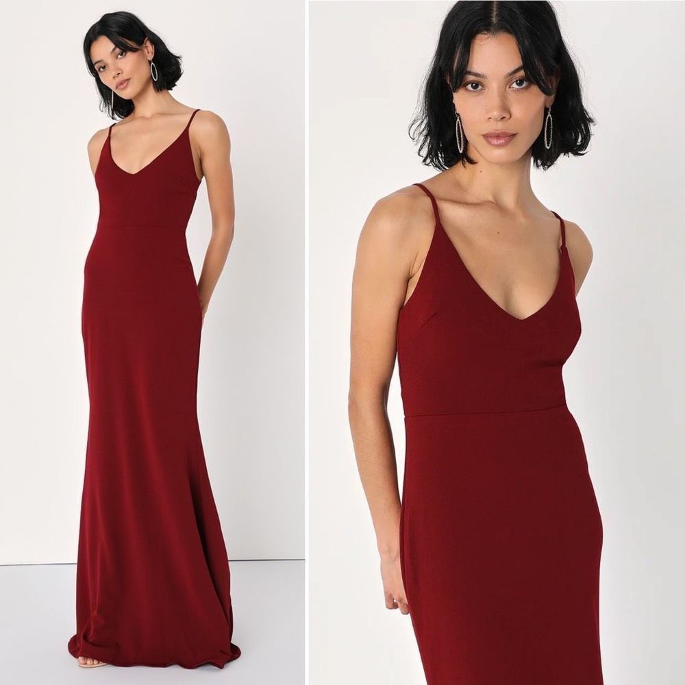 Lulu’s Infinite Glory Wine Red Maxi Dress Size XS